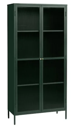 Witryna metalowa Avensunly 190 cm z przeszkleniem zielona