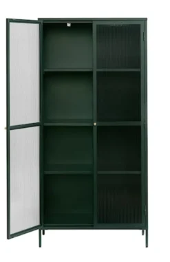 Witryna metalowa Avensunly 190 cm z przeszkleniem zielona