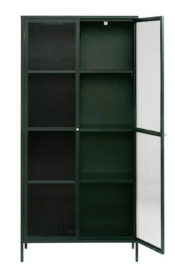 Witryna metalowa Avensunly 190 cm z przeszkleniem zielona