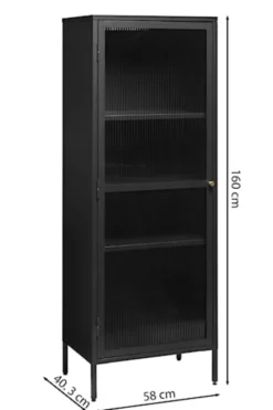 Witryna metalowa jednodrzwiowa Avensunly 160 cm z przeszkleniem bordowa