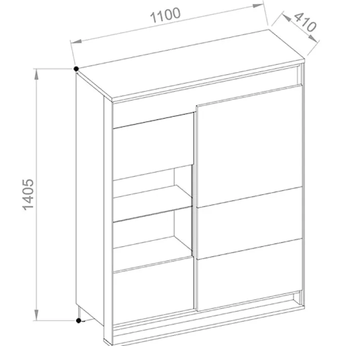 Witryna niska Quant 140,5 cm z oświetleniem