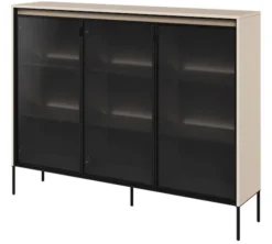 Witryna trzydrzwiowa Trend 150 cm z LED Beżowa