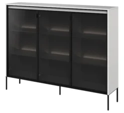 Witryna trzydrzwiowa Trend 150 cm z LED Biała
