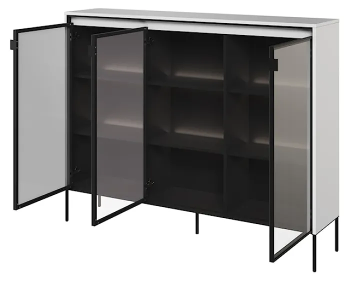 Witryna trzydrzwiowa Trend 150 cm z LED Biała