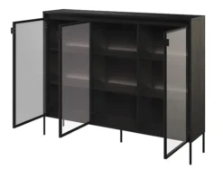 Witryna trzydrzwiowa Trend 150 cm z LED Czarna