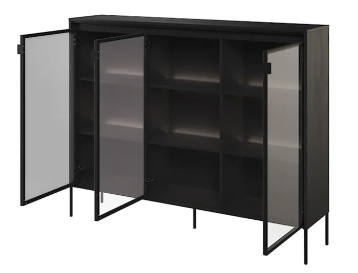Witryna trzydrzwiowa Trend 150 cm z LED Czarna