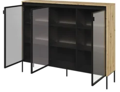 Witryna trzydrzwiowa Trend 150 cm z LED Dąb artisan