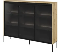 Witryna trzydrzwiowa Trend 150 cm z LED Dąb artisan