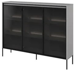 Witryna trzydrzwiowa Trend 150 cm z LED Szara
