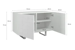 Włoska komoda dwudrzwiowa Antoinettie 110 cm z przetworzonych butelek PET Beton/Biały