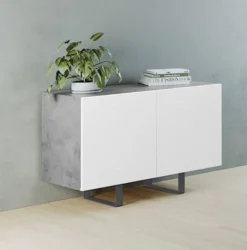 Włoska komoda dwudrzwiowa Antoinettie 110 cm z przetworzonych butelek PET Beton/Biały