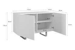 Włoska komoda dwudrzwiowa Gondil 110 cm z przetworzonych butelek PET Beton/Szary