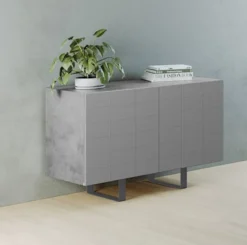 Włoska komoda dwudrzwiowa Gondil 110 cm z przetworzonych butelek PET Beton/Szary