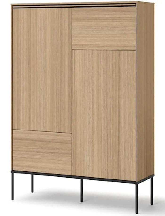 Wysoka komoda Visso dwudrzwiowa 98 cm dąb linearny