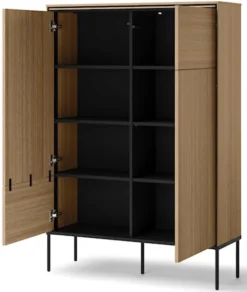Wysoka komoda Visso dwudrzwiowa 98 cm dąb linearny