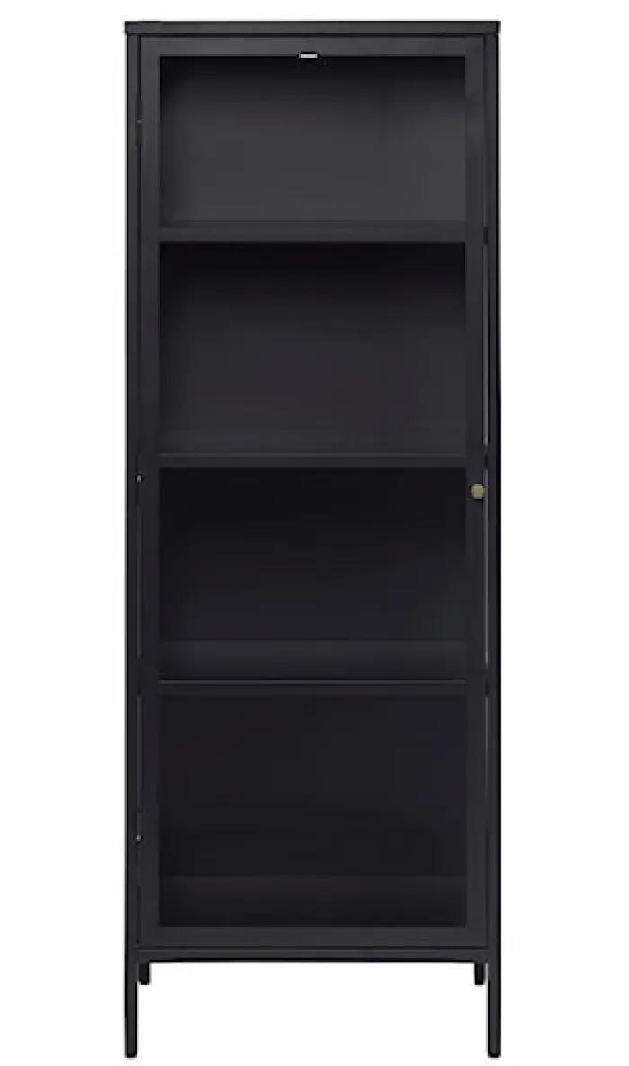 Wysoka witryna metalowa Zeins pojedyncza 160 cm czarna