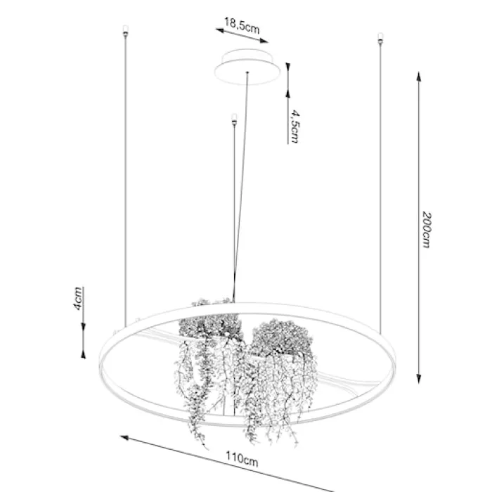 Żyrandol Rio Bio LED 110 cm czarny 4000K