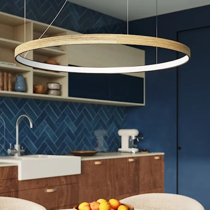 Żyrandol Rio Eik LED 78 cm naturalne drewno 3000K