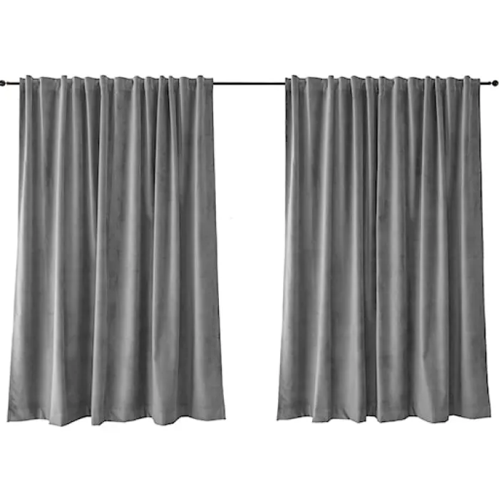 Zasłona do salonu Myrrhis w tkaninie PET FRIENDLY 140x270 cm szara