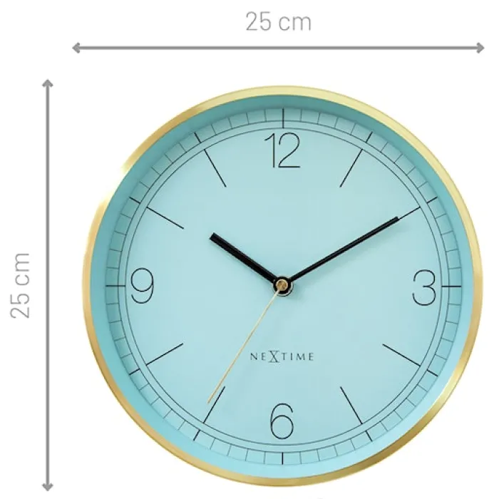 Zegar ścienny Bolero 25 cm turkusowo-złoty
