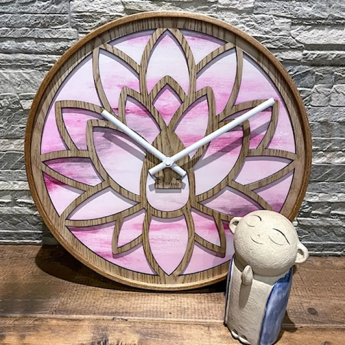 Zegar ścienny Lotus 40 cm różowo-brązowy