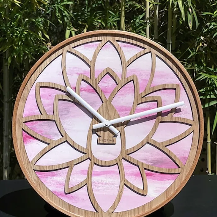 Zegar ścienny Lotus 40 cm różowo-brązowy