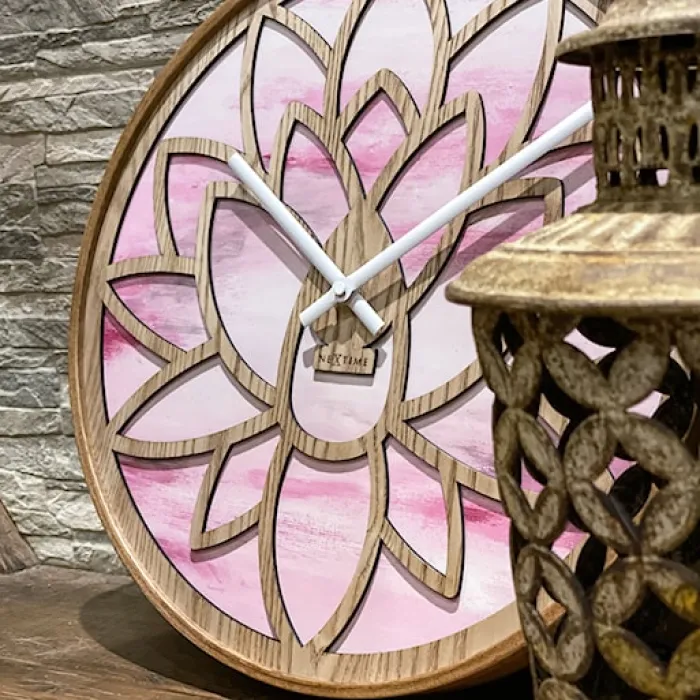 Zegar ścienny Lotus 40 cm różowo-brązowy