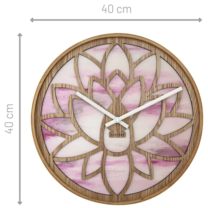 Zegar ścienny Lotus 40 cm różowo-brązowy