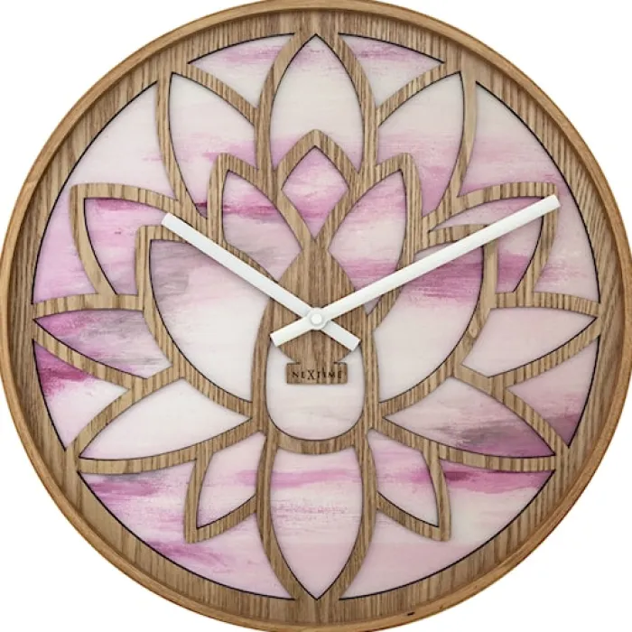 Zegar ścienny Lotus 40 cm różowo-brązowy