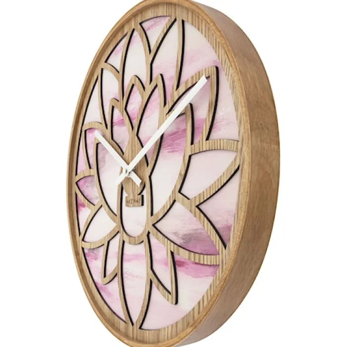 Zegar ścienny Lotus 40 cm różowo-brązowy