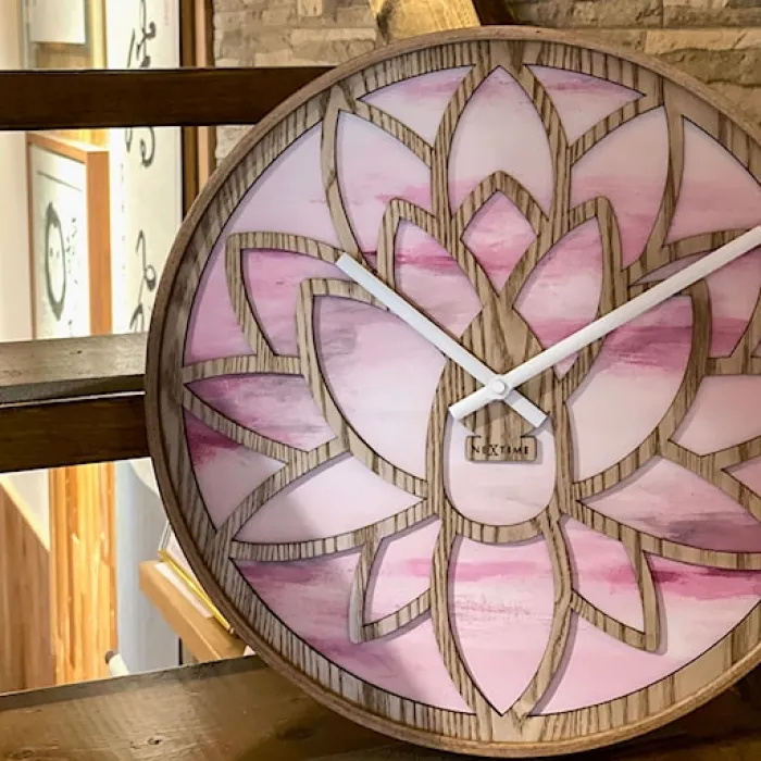 Zegar ścienny Lotus 40 cm różowo-brązowy