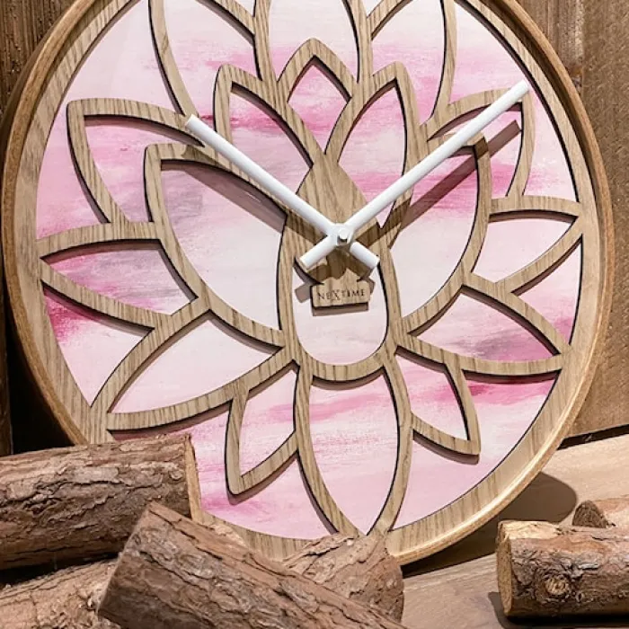Zegar ścienny Lotus 40 cm różowo-brązowy