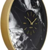 Zegar ścienny Marble 48 cm czarno-złoty