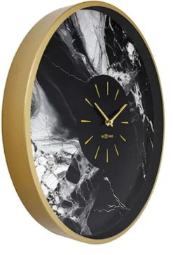 Zegar ścienny Marble 48 cm czarno-złoty