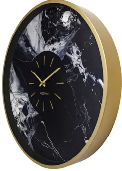 Zegar ścienny Marble 48 cm czarno-złoty