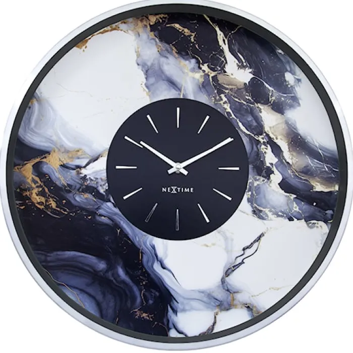 Zegar ścienny Marble 48 cm niebiesko-srebrny