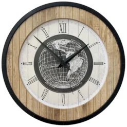 Zegar ścienny Relatise średnica 57 cm dąb/czarny/biały cyfry rzymskie