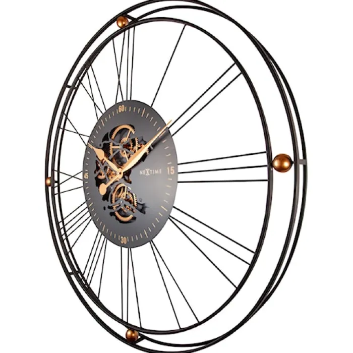 Zegar ścienny Roman Gear 90 cm czarno-złoty