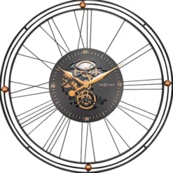 Zegar ścienny Roman Gear 90 cm czarno-złoty