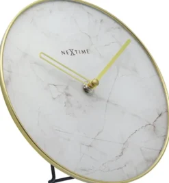 Zegar stojący Marble 20 cm biało-złoty