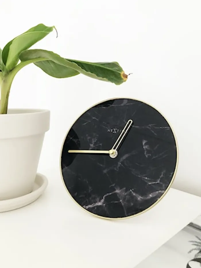 Zegar stojący Marble 20 cm czarno-złoty