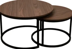Zestaw dwóch stolików kawowych Complle okrągłe 75 i 58 cm orzech wisconsin/czarne