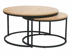 Zestaw dwóch stolików kawowych Atlanta średnica 80 cm i 60 cm dąb
