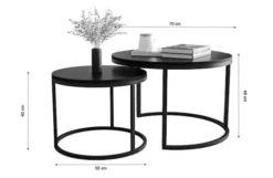 Zestaw dwóch stolików kawowych Sabello okrągłe 70 i 50 cm czarny mat