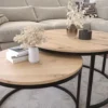 Zestaw dwóch stolików kawowych Sabello okrągłe 80 i 60 cm Dąb artisan