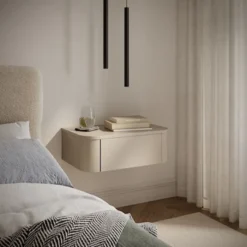 Zestaw dwóch wiszących szafek nocnych Luvio z szufladami 59 cm kaszmir