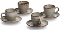 Zestaw 4 filiżanek do espresso Fazzers brązowo-szare
