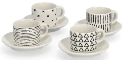 Zestaw 4 filiżanek do espresso Undablo biało-czarne