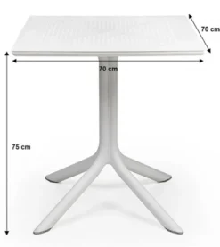Zestaw ogrodowy stół kwadratowy Clip 70 cm i 4 krzesła Net Nardi z certyfikowanego tworzywa brązowy