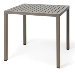 Zestaw ogrodowy stół kwadratowy Cube 70 cm i 4 krzesła Bit Nardi z certyfikowanego tworzywa brązowy